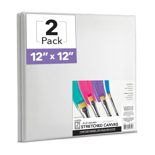 ArtSkills Stretched Canvas for Painting, 12x12 Canvas, 2-Pack Framed