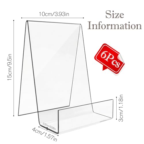 6PCS Acryl Buchständer Plexiglas Buchständer Klarer Acryl-Bücherständer A4 Buchstütze Book Stand Flyerständer für Büchern,Notebooks,Bilderalben,Bilderbücher