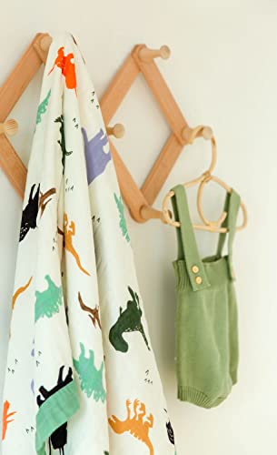 Little Jump Dinosaur Muslin Quilts - Bamboo Summer Blanket For Toddler - Oversized 47" X 47" - 2 Layers Muslin Baby Crib Blanket For Boy (Dinosaur) #TOP1