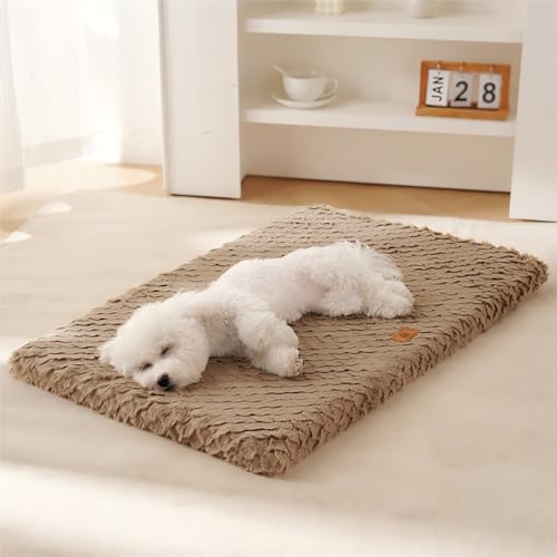 GURILAN 防湿ペットマット犬用マット四季通用ペットマット、取り外して洗えるペットマット夏用ベッド高弾性波形スポンジ使用！防湿滑り止め付きの快適ペットマット (ブラウン, S（長さ48cm x 幅30cm x 厚さ5cm）)