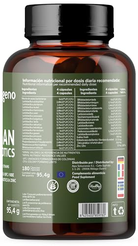 Vegágeno Probiotique 80 Milliards UFC – 30 Souches Bactériennes avec Zinc – Flore Intestinale & Intime – 180 Gélules Végétales – Prébiotique + Probiotique – Convient aux Végétaliens – vue 7