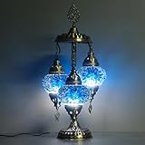 Asylove Turkish Lamp, 3 Globe Turkish Mosaic Table Lamp, Living Room and Office Decoration Lighting 5 inc...