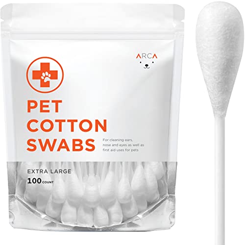 ARCA PET Cotton Swabs for Dogs and Cats - Cat & Dog Ear Cleaner Long Cotton Swab - Extra Large...