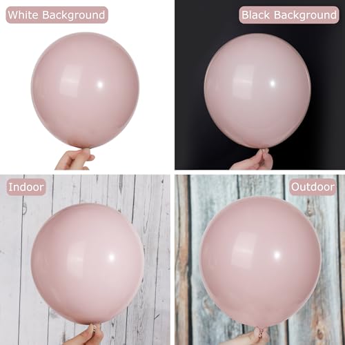 Image of Ouddy Party 129Pcs Dusty Pink Balloons Arch Garland Kit 18 12 10 5 Inch | Different Sizes 6Pcs 18 inch Boho Blush Pink Latex Balloons for Birthday Shower Wedding Anniversary Party Decorations