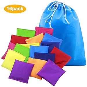 Disino 16 stuks 10 x 10 cm nylon zitzakken gooien, cornhole tas, waterdichte bonenzakjes met draagtas, Toss Game zitzak…