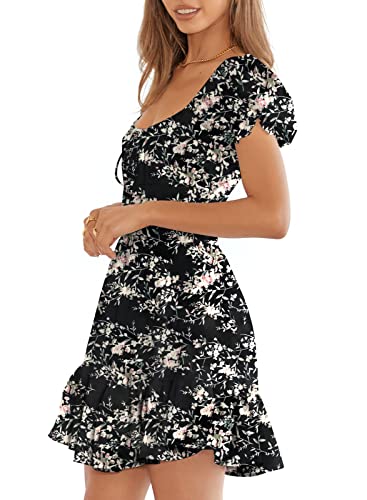 Image of Womens Babydoll Mini Dress Casual Square Neck Short Sleeve Summer Dresses