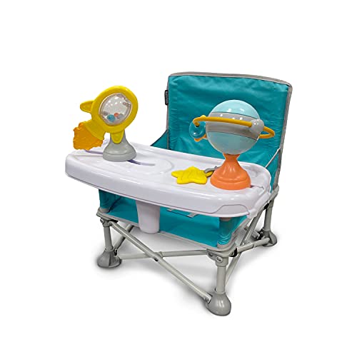 Summer Infant Pop ‘N Sit Eat ‘N Play Baby Pop Up Chair for Meals and Playtime with Removeable Tray and Toys, Portable Booster Folds for Travel, Blue / Gray by Bright Starts - Used condition - CA$34.47