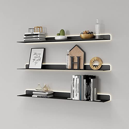 Étagère de rangement murale avec lumière chaude pour chambre et salon