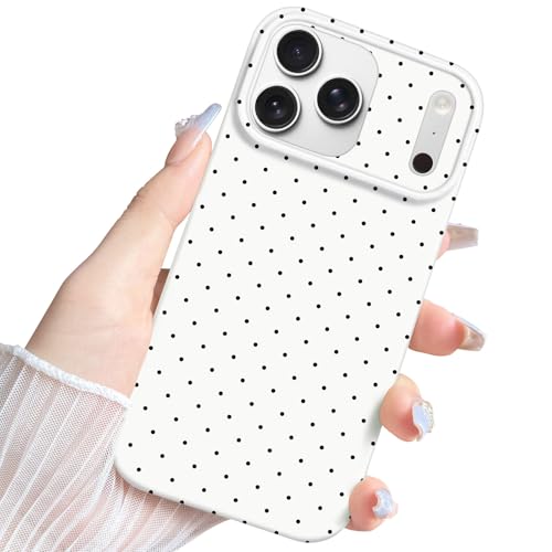 Anuck for iPhone 17 Pro Case Polka Dot Phone Case, Cute Trendy Polka Dots Pattern Print Aesthetic Simple Design Soft TPU Slim Shockproof Protective Phone Cover 6.3" for Women Girls - White
