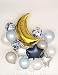 Sweet Moon 16 Piece Moon and Star Balloons Bouquet - Baby Shower, Birthday, Gender Reveal, Eid, and Ramadan Party Decoration (Blue)