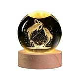 QIANCHANG 3D Laser Engraved Dolphin Crystal Ball, Romantic Dolphin & Heart LED Night Light, 60mm Sea Animal Figurines Decor Glass Sphere Lamp Gifts for Women Kids Mom