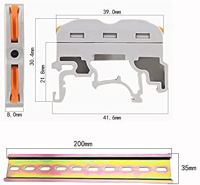 Rail Terminal Blocks Kit, CTRICALVER Universal Compact Wire Wiring Connector (10 pcs Gray +10 pcs Black) and 2 Pcs Rail Slotted Galvanized, with Screws