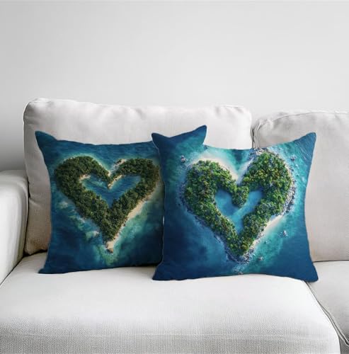 Housses de coussin canapé bleu 65x65cm imperméables set de 2 TG-479
