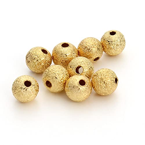 MENGBB Cuentas espaciadoras de Cobre Redondas Doradas, Cuentas de Semillas con Extremo de Bola esmerilada para Collar, Pulsera, fabricación de Joyas, Oro, 5mm, 100 Uds Cover