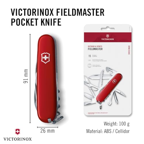 Victorinox Taschenmesser Fieldmaster (15 Funktionen, Mehrzweckhaken, Dosenöffner, Schere), rot
