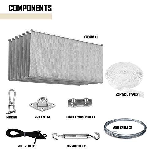 Tang Pergola Shade Cover Retractable Replacement Awning Canopy Shade Cover For Deck Porch Patio Slide Hang Down Wave Shade Cover Removable With Hardware Wire Cable Light Grey 4'X16' #TOP6