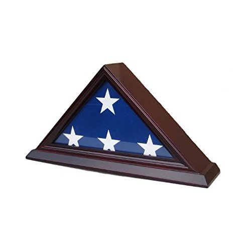 DisplayGifts Solid Wood American Flag Display Case Stand 3'X5' Home/Flown Flag Not for Casket Draped Flag FC35-CHE