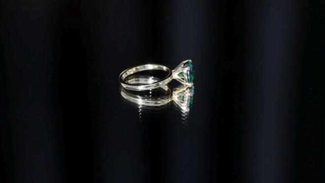 Lab Grown Emerald Engagement Ring - 8mm Round AAAA Quality Solitaire Ring With Certificate, Gift For Women