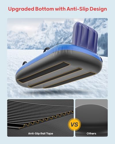 Image of QPAU Snow Sled with Premium Canvas Cover, 2 Person Inflatable Heavy Duty Snow Tube with Reinforced Handles, Snow Sleds for Kids and Adults, Winter Toboggan Outdoor Toys Gifts for Family
