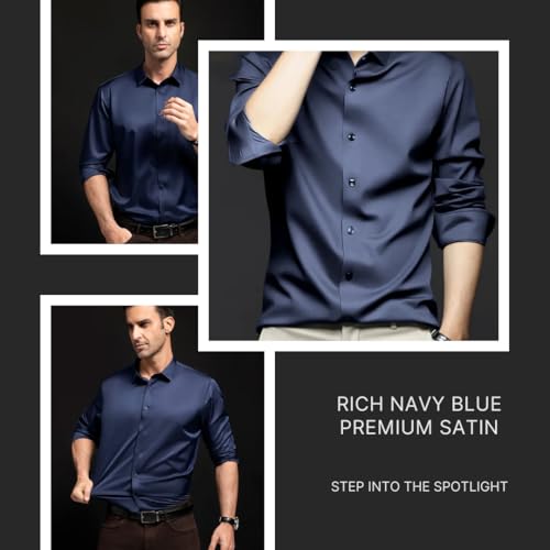 Image of IndoPrimo Men's Stylish Solid Satin Casual Shirt for Men Full Sleeve