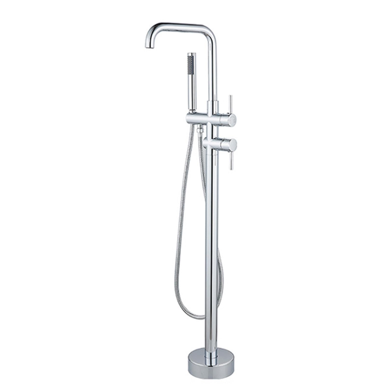 Mitigeur de bain-douche sur pied chromé avec douchette et flexible rotatif