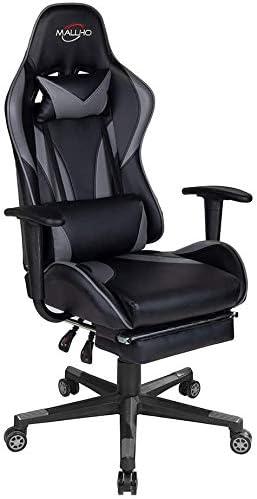 Polar Aurora Gaming Chair Racing Style High-Back PU Leather Office Chair Computer Desk Chair Executive Ergonomic Style Swivel Chair Headrest Lumbar Support