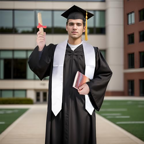 baotongle 12 Pieces Unisex Graduation Stole Sublimation Blank Graduation Stole Plain Graduate Honor Stole 70 Inches(12, White, 70x4.7inches)