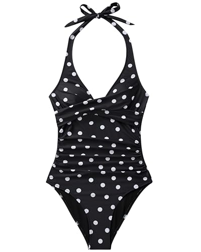 Image of SUUKSESS Women Sexy Tummy Control One Piece Swimsuits Halter Push Up Bathing Suits