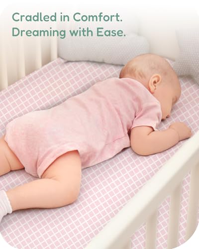 Image of Crib Sheets 2 Pack, Fitted Crib Sheet for Standard Crib Mattress 28x52x9, Ultra Soft Jersey Knit, Breathable Stretchy Deep Pocket, Snug Fit Stays Put, Baby Crib Mattress Sheet