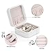 Vlando PU Leather Small Jewelry Travel Organizer, Travel Jewelry Case for Ring, Mini Jewelry Box for Earring, Necklace, Bracelet - White