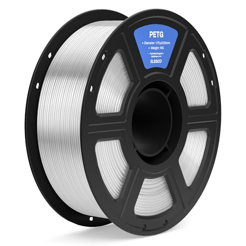 ELEGOO PETG Filament 1.75mm Transparent 1KG 3D Printer Filament Dimensional Accuracy +/- 0.02 mm 1kg Spool(2.2lbs) Fits for Most FDM 3D Printers