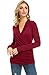Afibi Womens Slim Fitted Deep V Neck Cross Wrap Top Long Sleeve T-Shirts (Large, Burgundy)