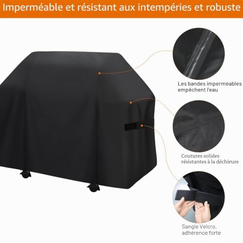 Housse Barbecue 147x63x113cm,Housse plancha Exterieur Bache Barbecue Imperméable, Bache de Protection Exterieur,Housse Barbecue Exterieur pour Plancha & Weber – vue 3