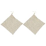 ARTIBETTER Pendientes Largos para Mujer Gota Gemas de Imitación, Diseño Cuadrado, Color Dorado, 1 Par, Accesorios Elegantes para Fiestas y Uso Diario