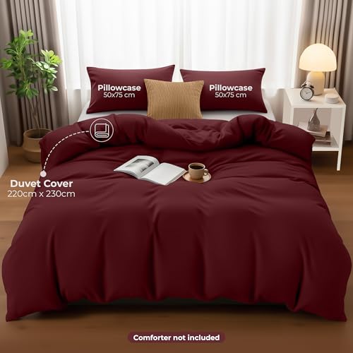 Utopia Bedding King Size Duvet Cover - Soft Microfibre Polyester Bedding Quilt Cover Set With Pillow Cases - (Burgundy) - 4