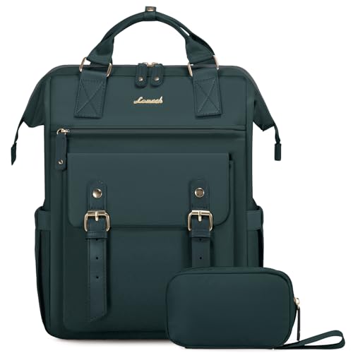LOVEVOOK Laptop Backpack for Women Work Travel Backpack Purse, Nurse Bags Teacher Doctor Commuter Business Computer Bag, College Backpack Stylish Daypack, 15.6 Inch, Dark green-dark green
