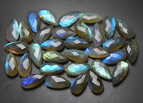 Labradorite bleue 10 perles briolettes poire LKBEADS 10x20mm pierre naturelle bijoux