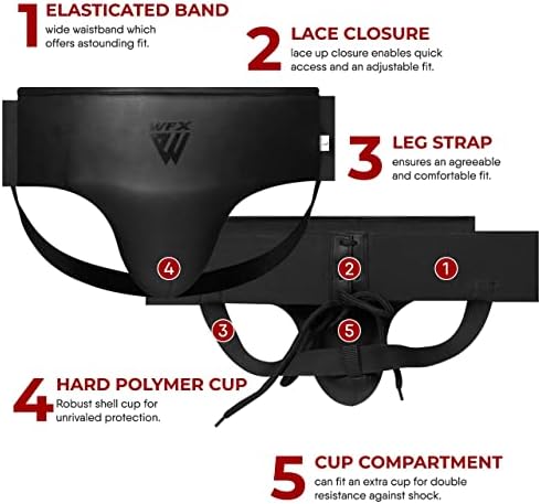 WFX Groin Guard Protector Boxing MMA Male Elastic Jockstrap Leather Groin Guard Men Women BJJ Kick Sparring Training Muay Thai Fighting Protection Matrial Arts Abdominal Support