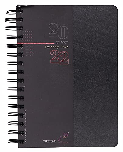 TODAY'S Premium WIRO '2022' New Year Diary (A5 Size - 20.5 x 14.5 cms) (Special Box Packing) (Color - Black) (Plastic Cover with Metal Wiro Binding) (Page a Day)