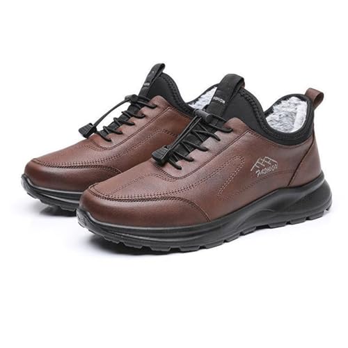 Image of Generisch All Weather Hiking Boots, Warm Comfortable Winter Shoes, Non-Slip Sole, Durable Outdoor Hiking Boots for Older Men, brown, 9.5 UK