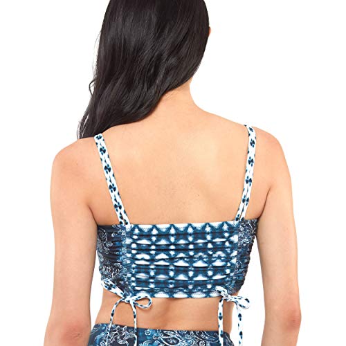 Jessica Simpson Women's Standard Mix & Match Print Bikini Swimsuit Separates (Top & Bottom), Navy Bandeau, S #TOP1