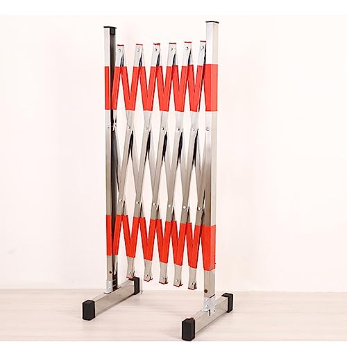 Barrière métallique extensible rétractable de sécurité mobile rouge argent - 2