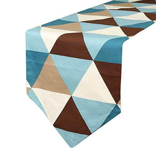 Uphome Modern Geometric Triangle Pattern Table Runner - Cotton Canvas Fabric Table Top Decoration Home Decor (12