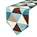 Uphome Modern Geometric Triangle Pattern Table Runner - Cotton Canvas Fabric Table Top Decoration Home Decor (12" W x 72" L, Blue and Coffee)