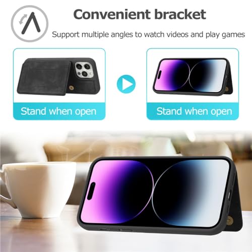 Housse iPhone 14 Pro Max portefeuille en cuir pour des déplacements libres