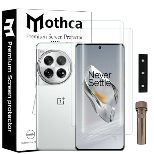 Image of Mothca Curved UV Tempered Glass Screen Protector for OnePlus 12 | Transparent | Pack of 2 | Borderless Full Screen Coverage with UV Installation Kit
