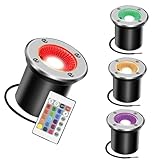 ✸【Spot lumineux de puits ultra-lumineux】: Spots d'extérieur enterrés RVB, longueur du cordon d'alimentation : 30 cm, diamètre maximal : environ 80 mm, profondeur d'installation : environ 75 mm, durée de vie : jusqu'à 50 000 heures.