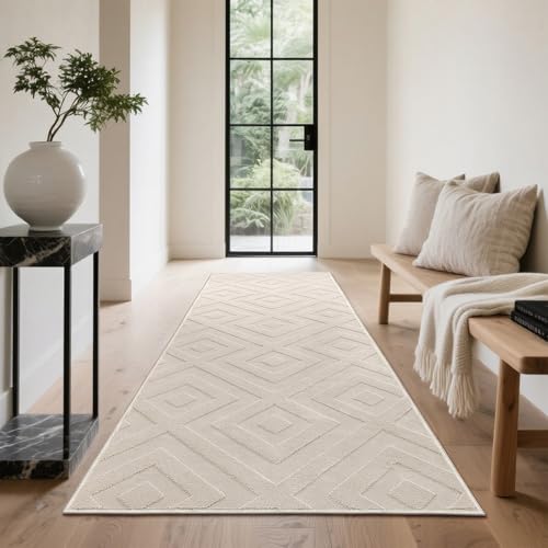 Enyhom Tapis de Couloir Moelleux 80 x 240 cm, Moderne Tapis Couloir Long Lavable en Machine, Antidérapant Absorbant Tapis de Passage Cuisine pour Interieur,...