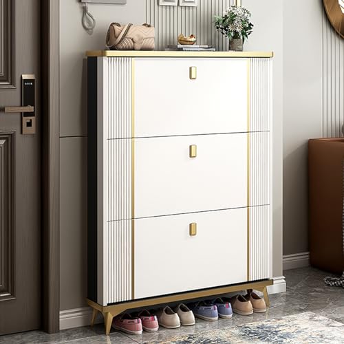 Armoire à chaussures en bois premium : rangement élégant pour entrée étroite