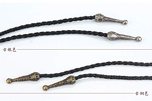 Image of Western Black Bolo Tie for Men and Women,Native American Leather Bolo Tie String